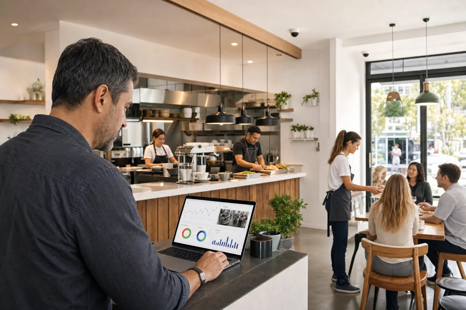 Restaurant team during service